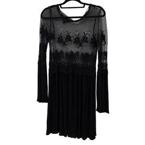 Altar'd State Black‎ Sheer Mesh Whimsigoth Goth Mini Dress Medium